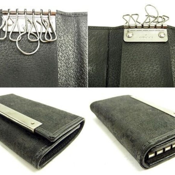 Authentic Gucci Key holder Key case GG Black Silver Woman - Picture 6 of 6